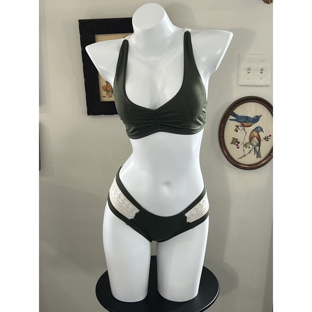 L*Space Olive Green Bikini Swimsuit Set Size S